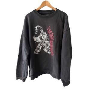Brain Dead Mens Anime Graphic Crewneck Sweatshirt Black XL Streetwear Fleece